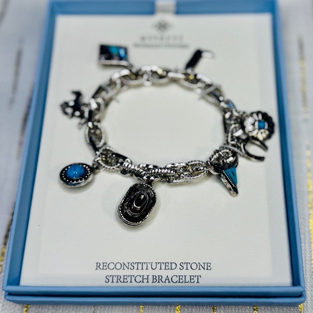 Atterri Turquoise Charm Stretch Bracelet | Western Cowgirl Jewelry - Picture 4 of 4